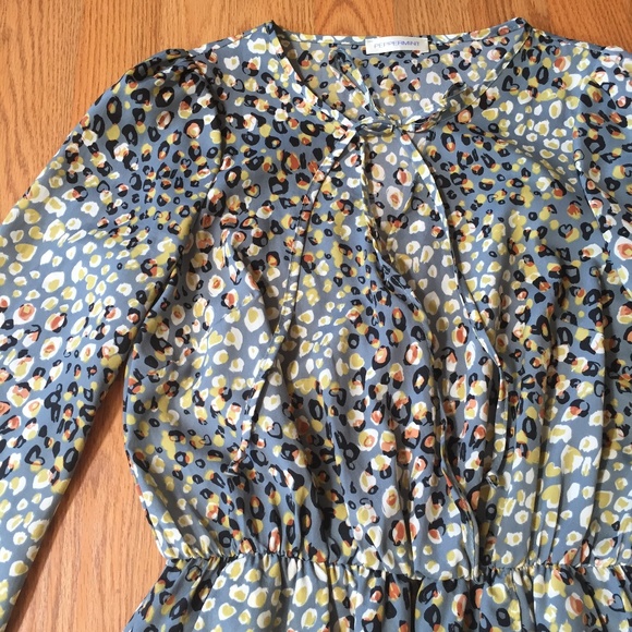 SOLD** Teal Animal Print Faux Wrap Mini Dress - Picture 2 of 6